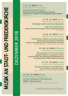 Plakat zu den Konzerten im Dezember 2018 in der Stadtkirche und der Friedenskirche Ludwigsburg