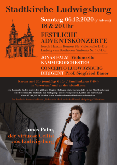 Flyer Festliche Adventskonzerte am 06.12.2020 in der Stadtkirche Ludwigsburg