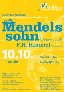 Plakat zum Jubiläumskonzert „150 Jahre Ludwigsburger Stadtkirchenchor” am 10.10.2010 in der Stadtkirche Ludwigsburg