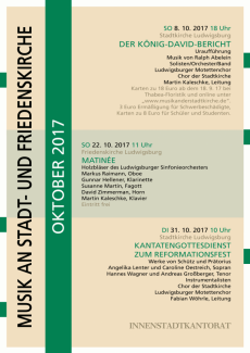 Plakat zu Konzerten im Oktober 2017 in der Stadtkirche und der Friedenskirche Ludwigsburg