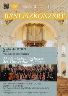 Plakat für das Benefizkonzert Akademisches Orchester Tübingen 2025.